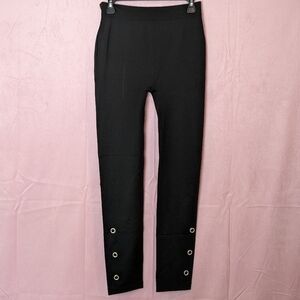 Black Plus Size Leggings with Rhinestone Grommet Detail
